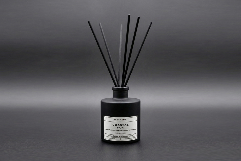 Diffuser with black sticks on a gray background