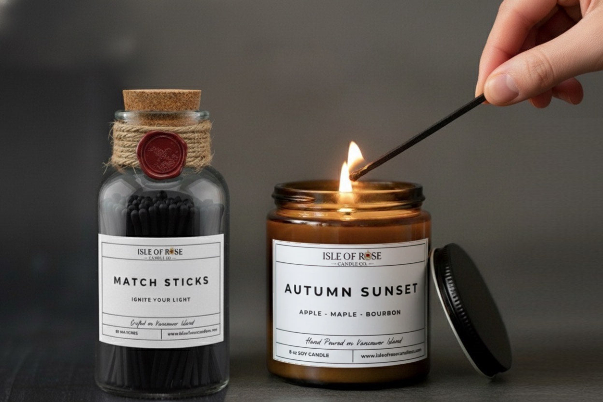Isle of Rose Candle with Luxury Matches